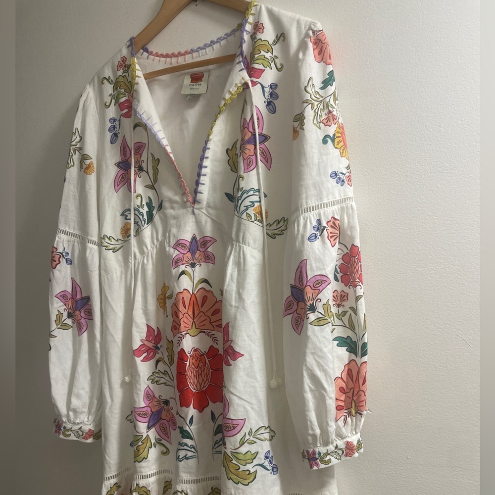 FARM Rio Cream Long-Sleeve Floral Embroidered Mini Dress - Picture 8 of 15